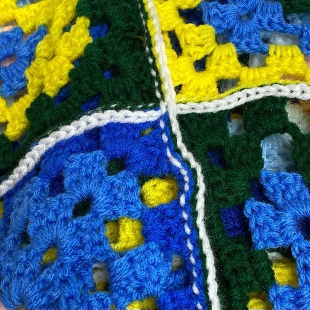 Hand crocheted granny square baby Afghan size 49” X 37”